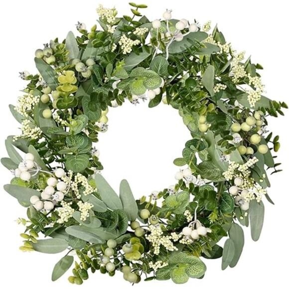 Artificial Spring Summer Greenery Wreaths for Front Door Green Eucalyptus - Picture 7 of 7